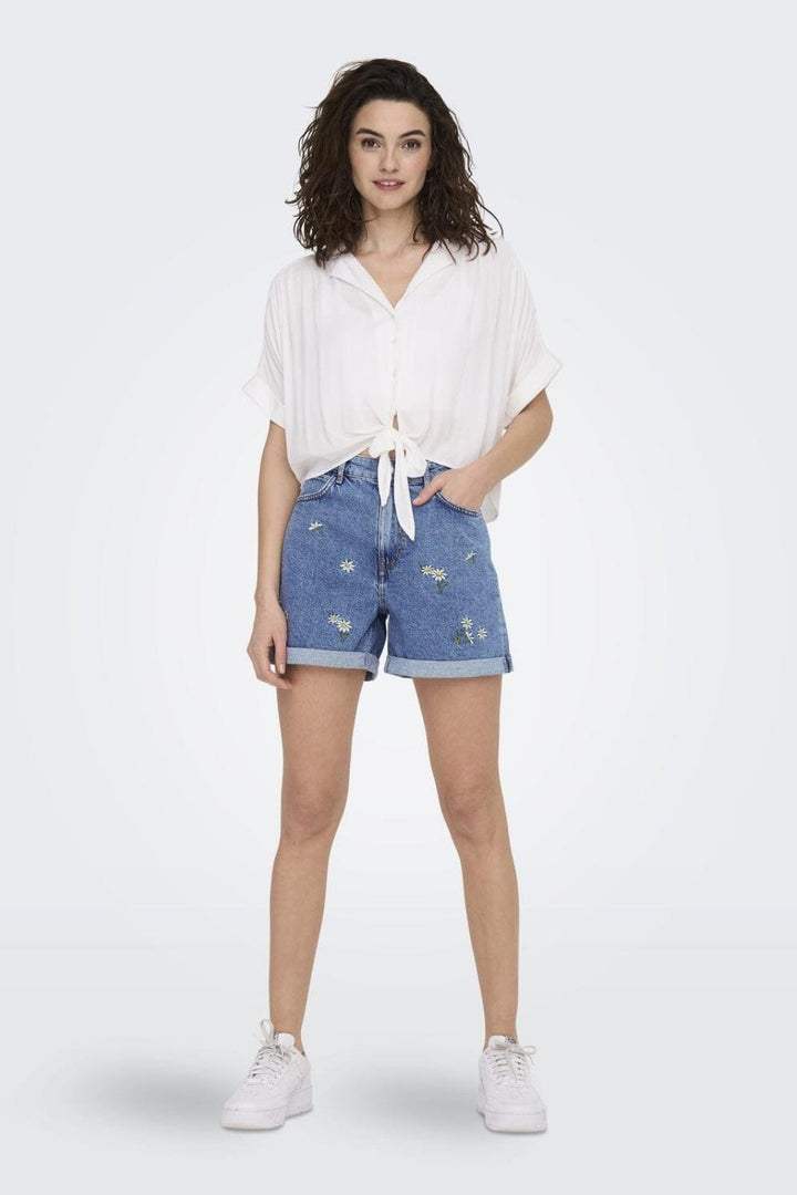 Only - Onlpaula Life S/S Tie Shirt - 4276984 White