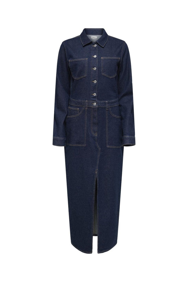 Only - Onlphilly Ls Maxi Dress Azg - 4944341 Dark Blue Denim Rinsewash