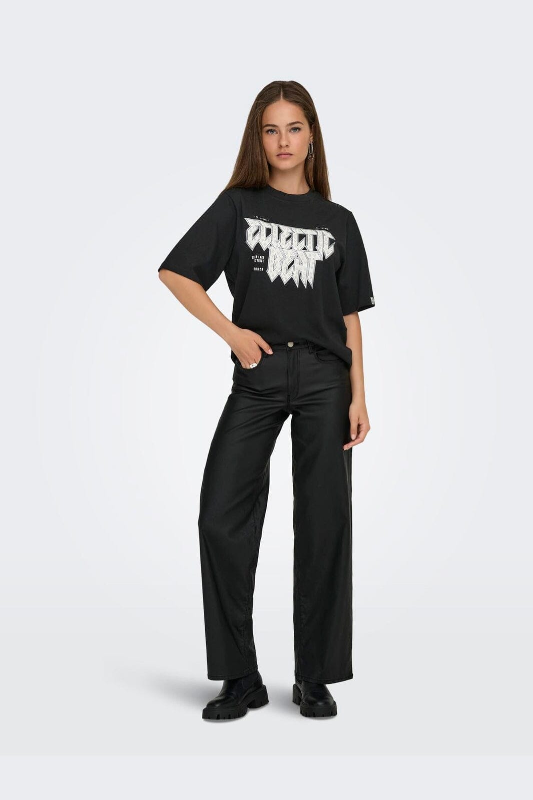 Only - Onlpuri Life S/S Top Box Pri - 4955266 Black Electric + Label Puri Thunder