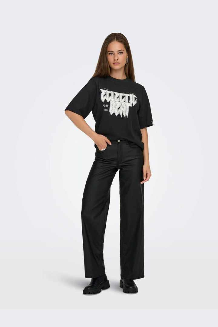 Only - Onlpuri Life S/S Top Box Pri - 4955266 Black Electric + Label Puri Thunder