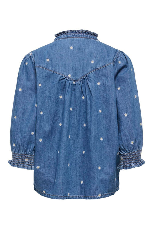 Only - Onlraya Daisy Emb 3/4 Shirt Akm - 4993778 Medium Blue Denim
