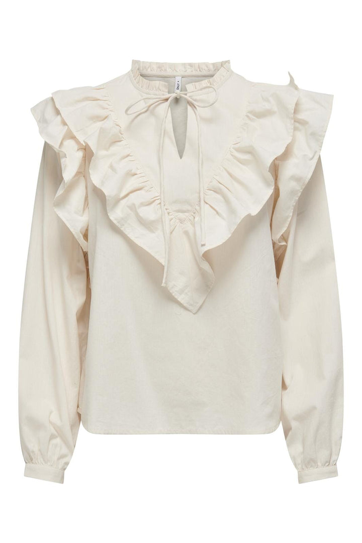 Only - Onlregina L/S Frill Top - 4660841 Ecru