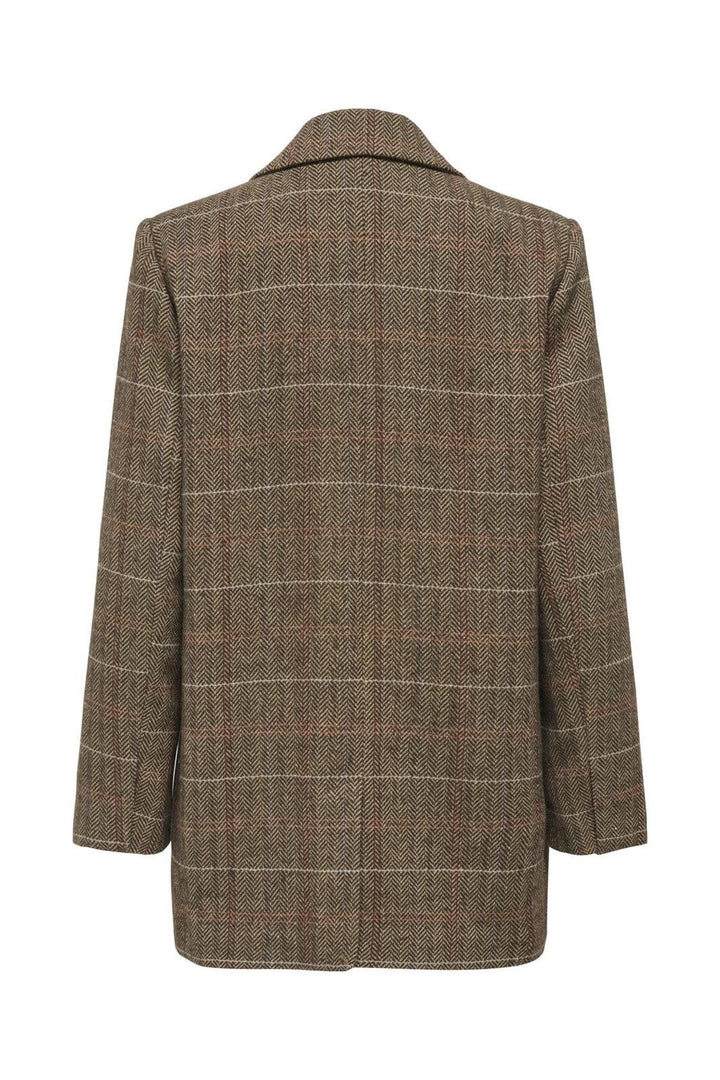 Only - Onlricca Life Check Blazer Coat - 4927727 Seal Brown .