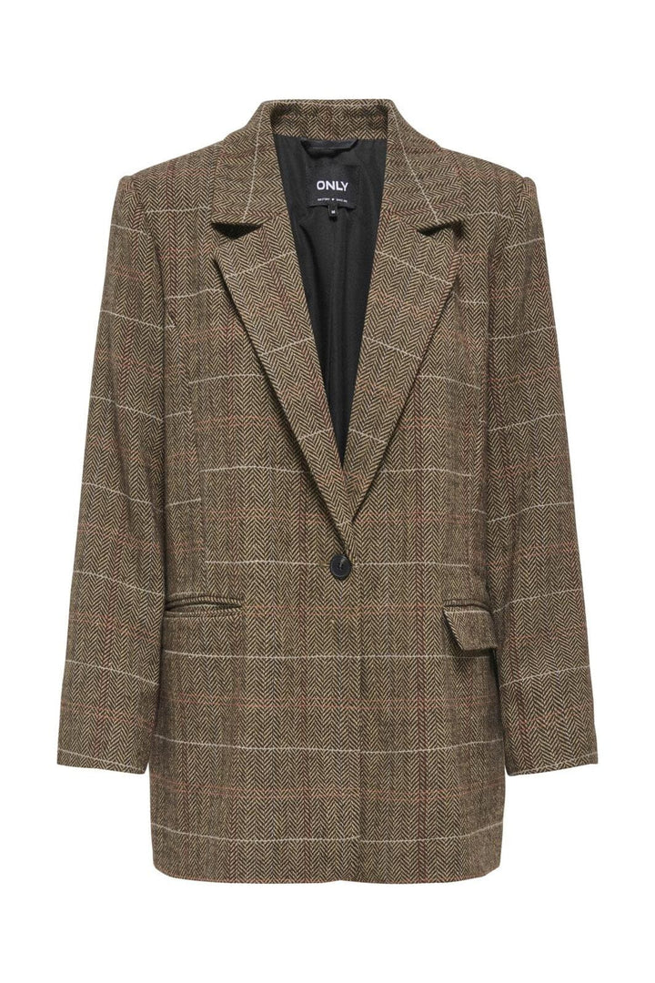 Only - Onlricca Life Check Blazer Coat - 4927727 Seal Brown .