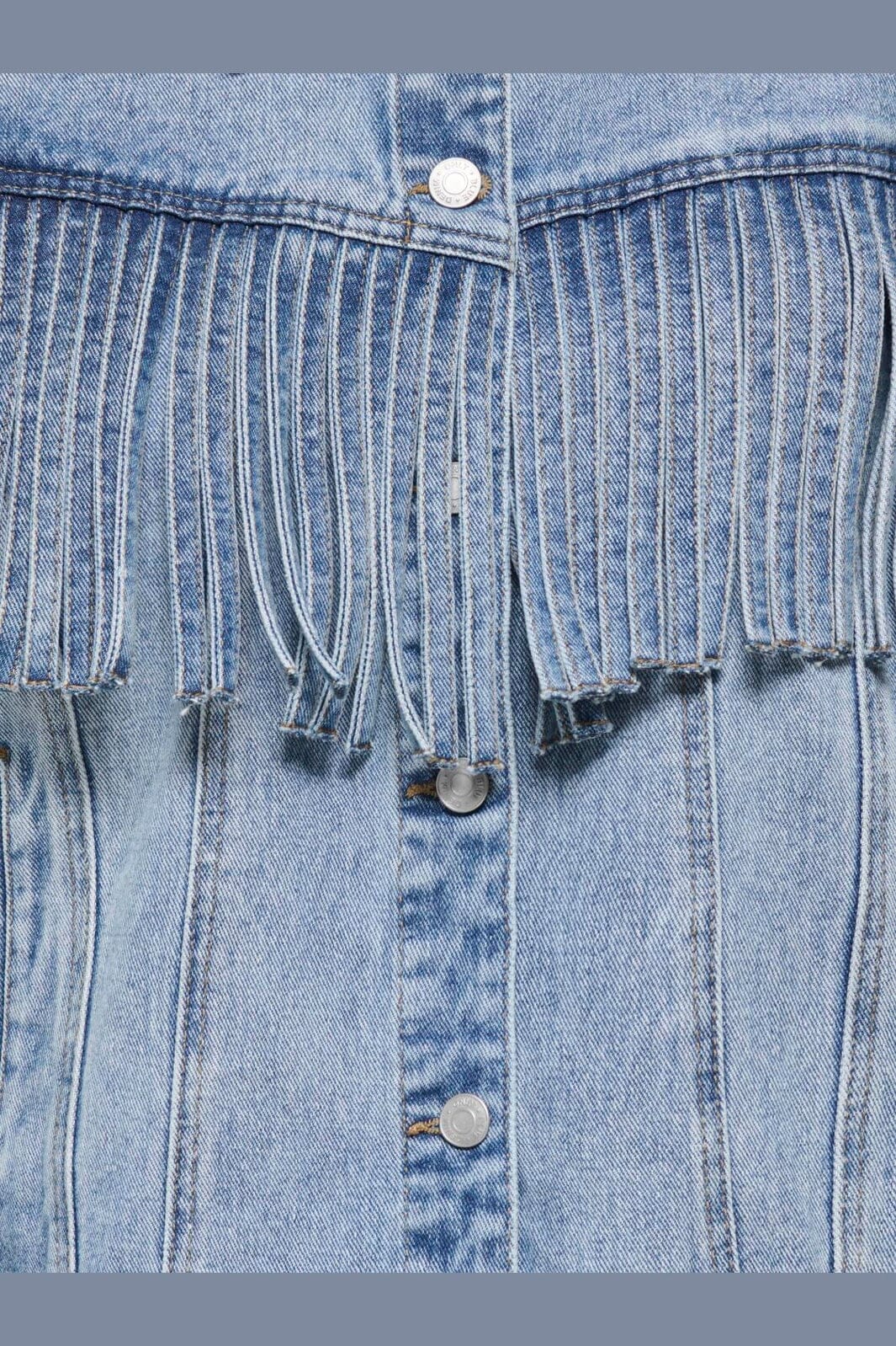 Only - Onlrikki Ls Fringe Jacket Gua - 5070706 Light Blue Denim