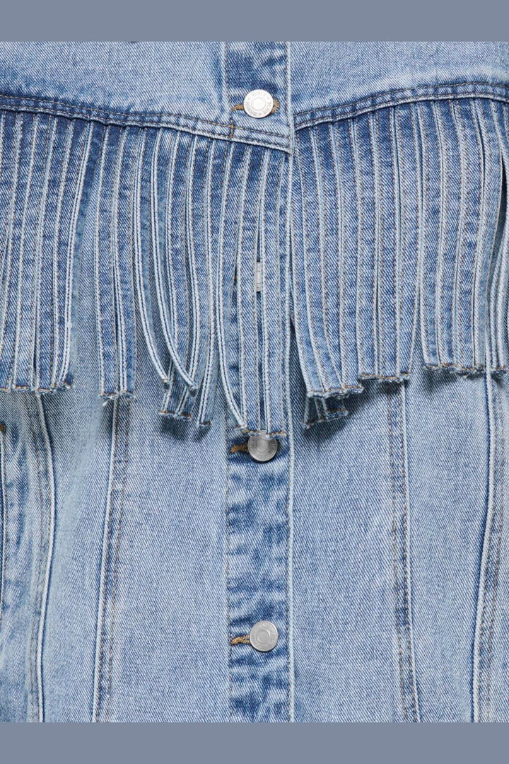 Only - Onlrikki Ls Fringe Jacket Gua - 5070706 Light Blue Denim