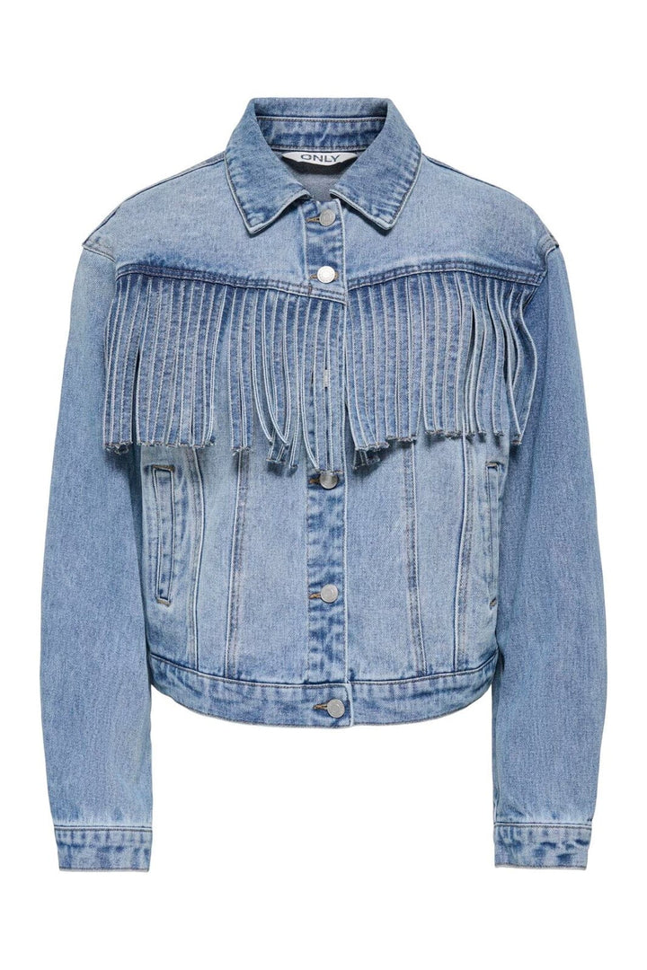 Only - Onlrikki Ls Fringe Jacket Gua - 5070706 Light Blue Denim