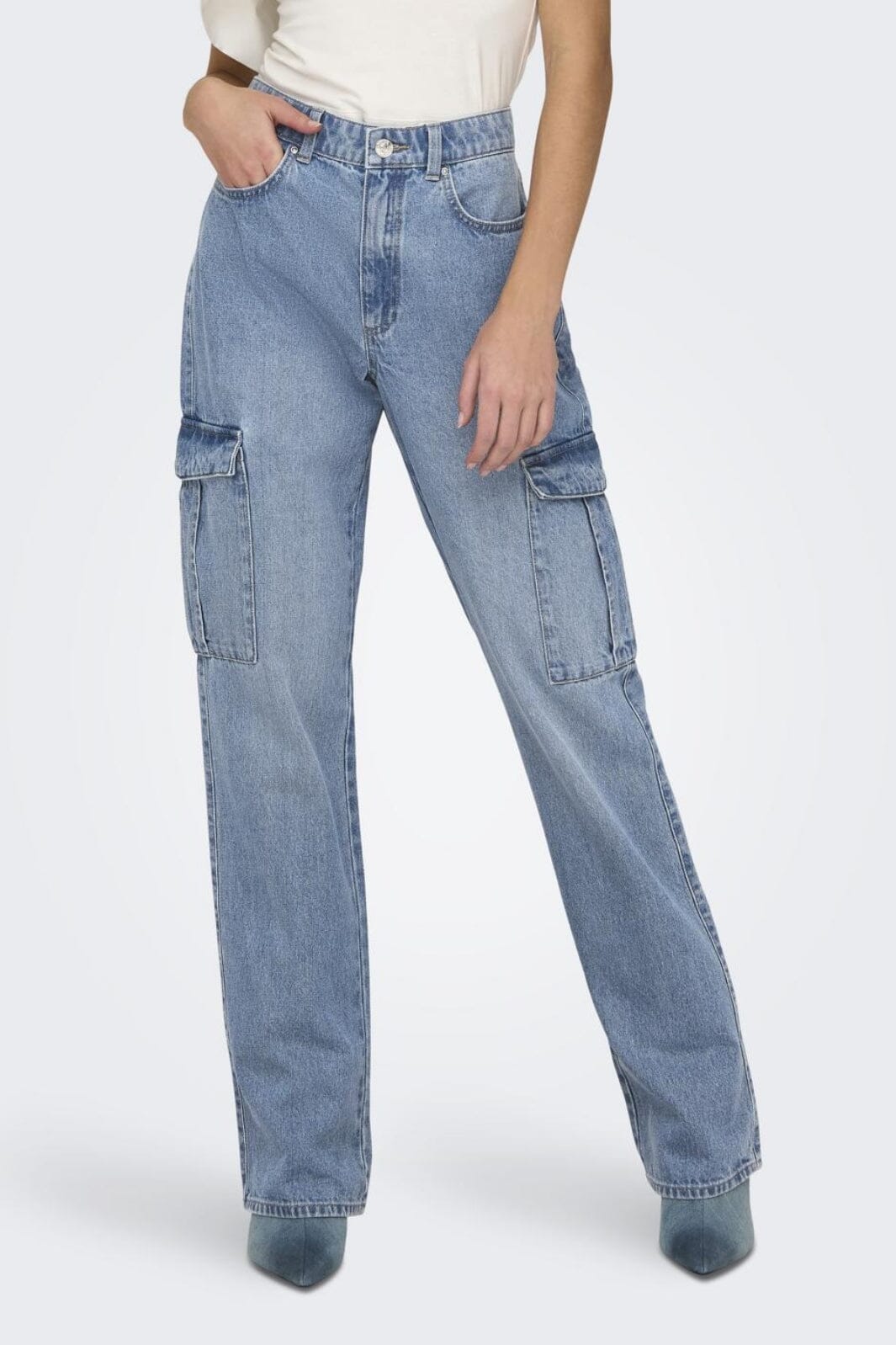 Only - Onlriley Str Cargo Pim875 - 4440823 Light Blue Denim Jeans 