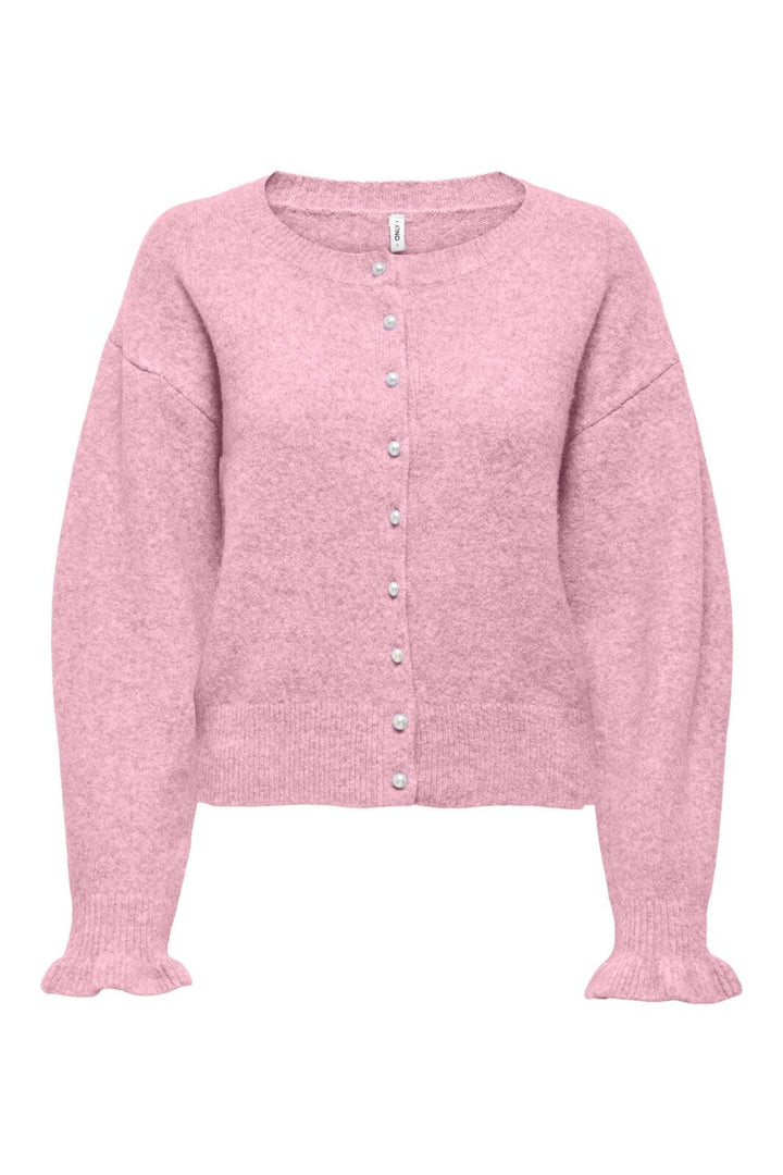 Only - Onlrima Life Ls Button Cardigan Knt - 5006693 Romance Rose Melange/Pearl Button