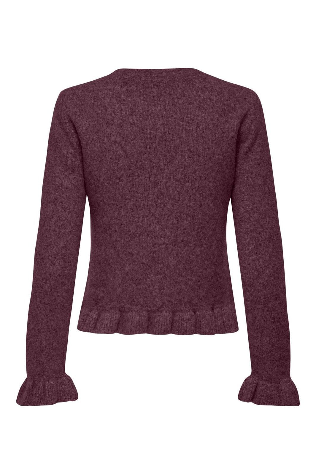 Only - Onlrima Life Ls Frill Butto Cardi Knt - 4953522 Burgundy Dtm Button