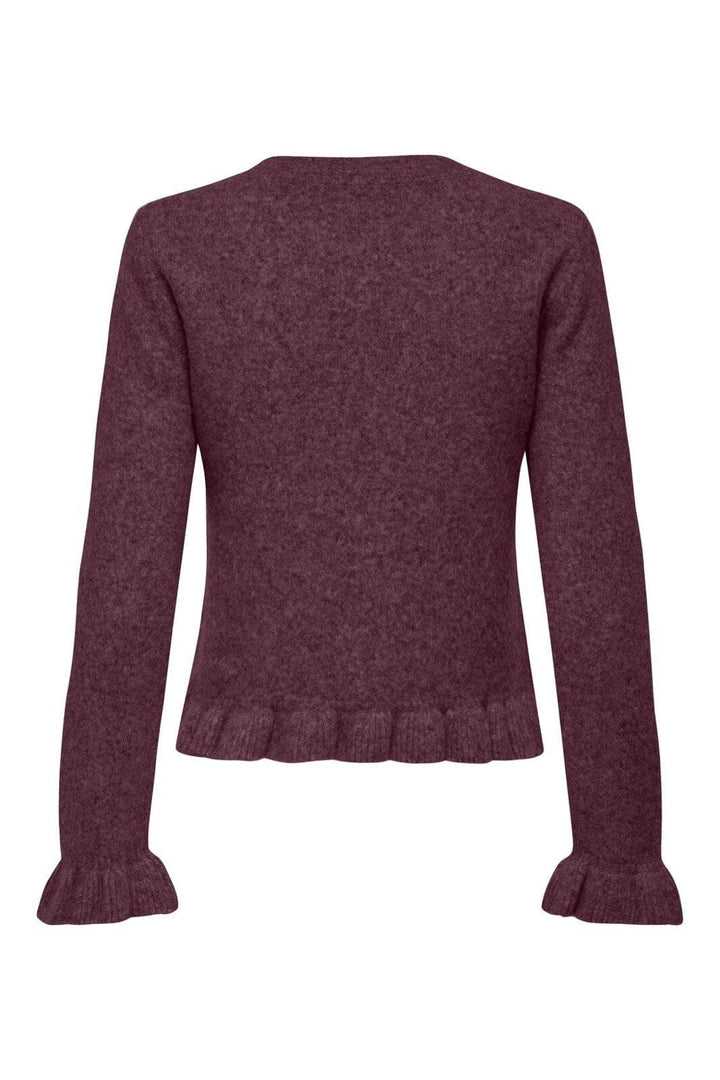 Only - Onlrima Life Ls Frill Butto Cardi Knt - 4953522 Burgundy Dtm Button