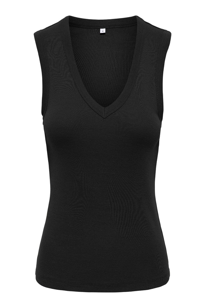 Only - Onlrina V-Neck Tank Top S/L - 5164855 Black Toppe 