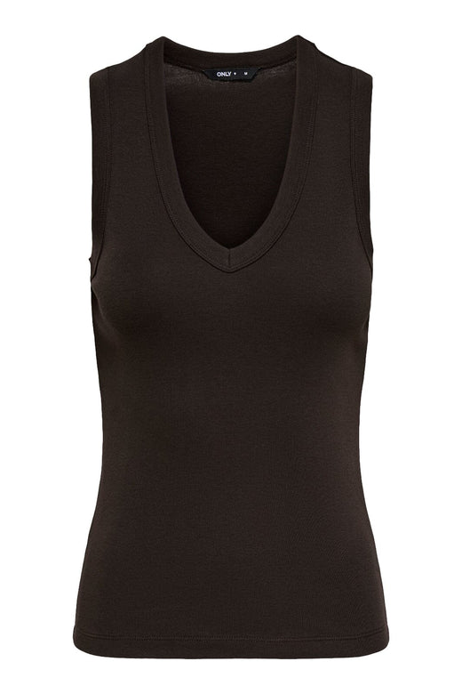 Only - Onlrina V-Neck Tank Top S/L - 5255538 Black Coffee Toppe 
