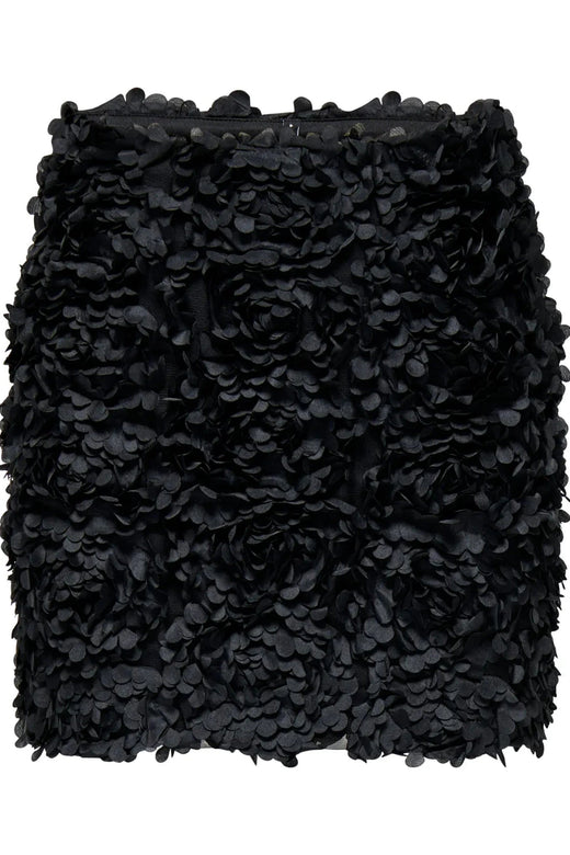 Only - Onlrosebloom Short Skirt - 4913284 Black Rose Flower (Black) Nederdele 