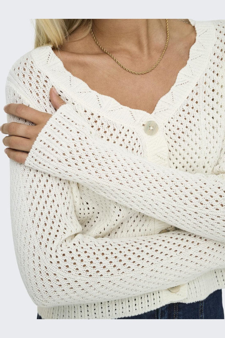 Only - Onlroselia Ls V-Neck Cardi Knt - 4661180 Cloud Dancer