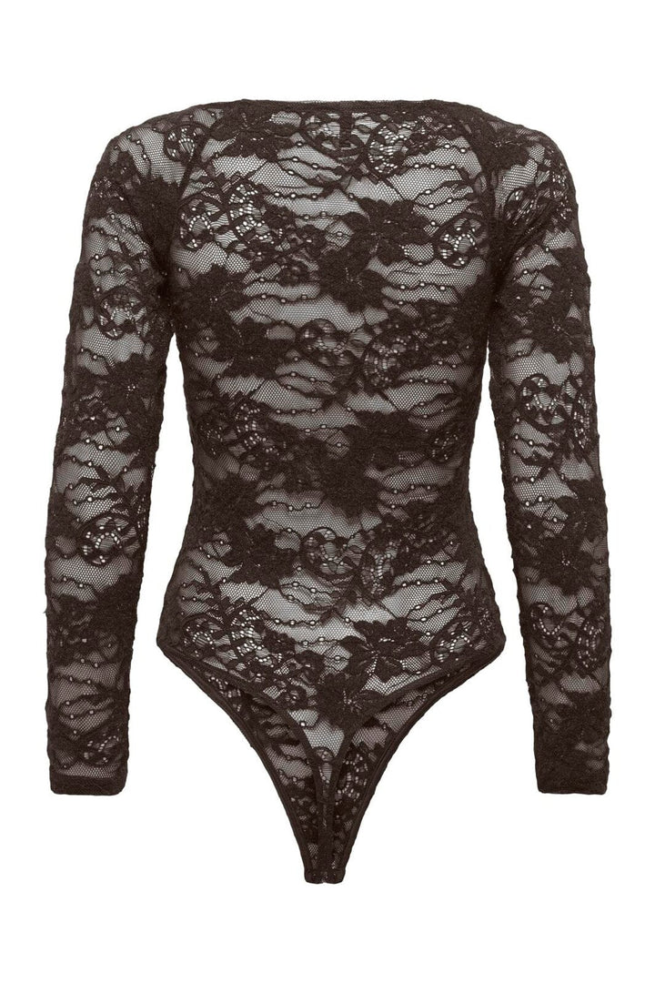 Only - Onlrue L/S Lace Bodystocking - 5171030 Coffee Bean