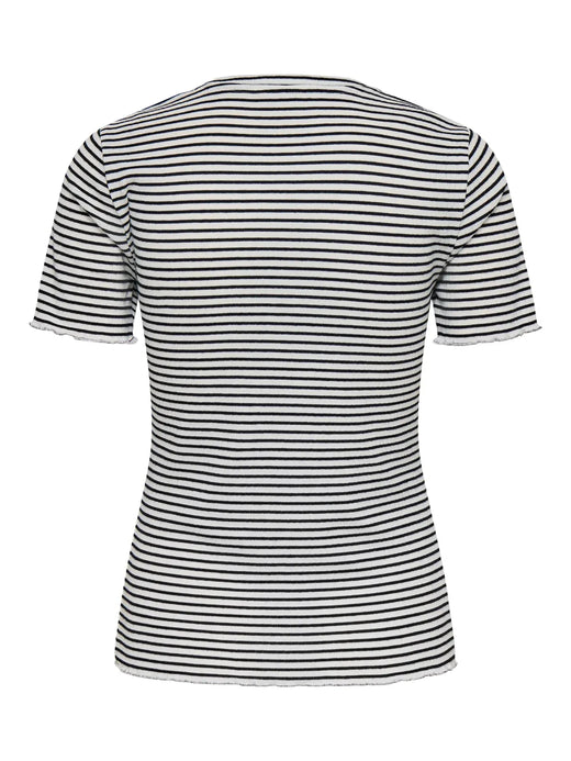 Only - Onlsaga O-Neck S/S Top - 5066462 Cloud Dancer Black T-shirts 