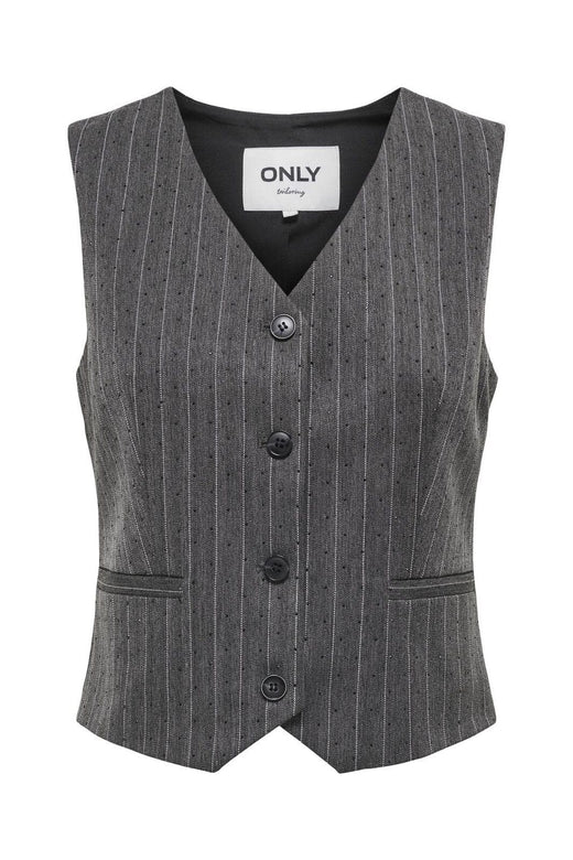 Only - Onlsiga Life S/L Hb Rhine Waistcoat Tlr - 4857887 Dark Grey Melange Pinstripe W. Rhinestone