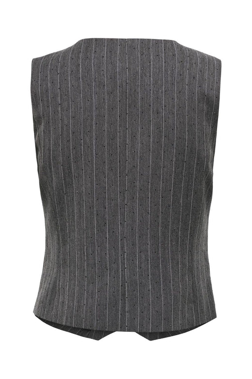 Only - Onlsiga Life S/L Hb Rhine Waistcoat Tlr - 4857887 Dark Grey Melange Pinstripe W. Rhinestone
