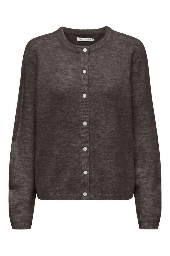 Only - Onlsimoni L/S O-Neck Cardigan Knt - 4961581 Coffee Bean Melange