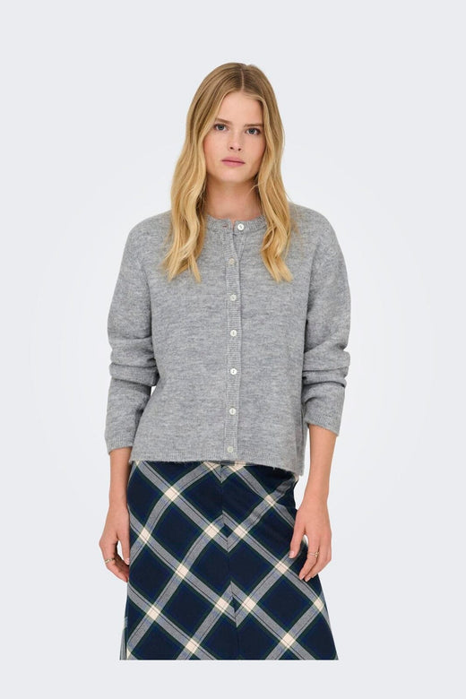 Only - Onlsimoni L/S O-Neck Cardigan Knt - 4961582 Medium Grey Melange