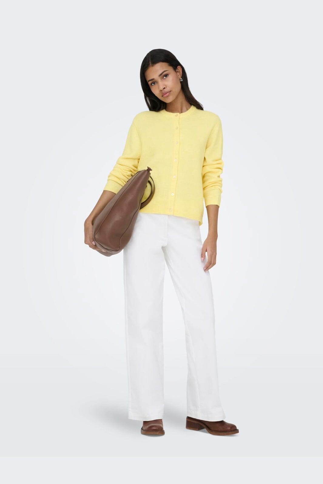 Only - Onlsimoni L/S O-Neck Cardigan Knt - 4987974 Mellow Yellow Melange
