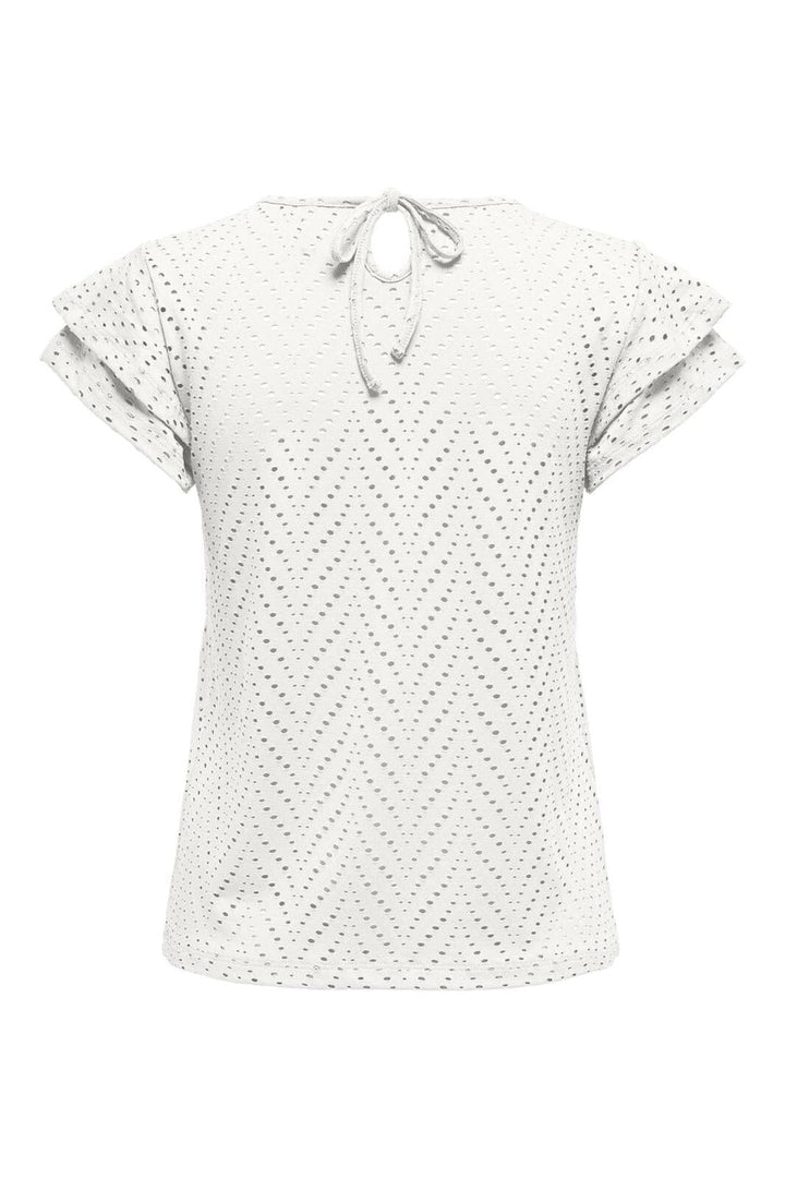 Only - Onlsmilla S/S O-Neck Frill Top - 4766296 Cloud Dancer Boho