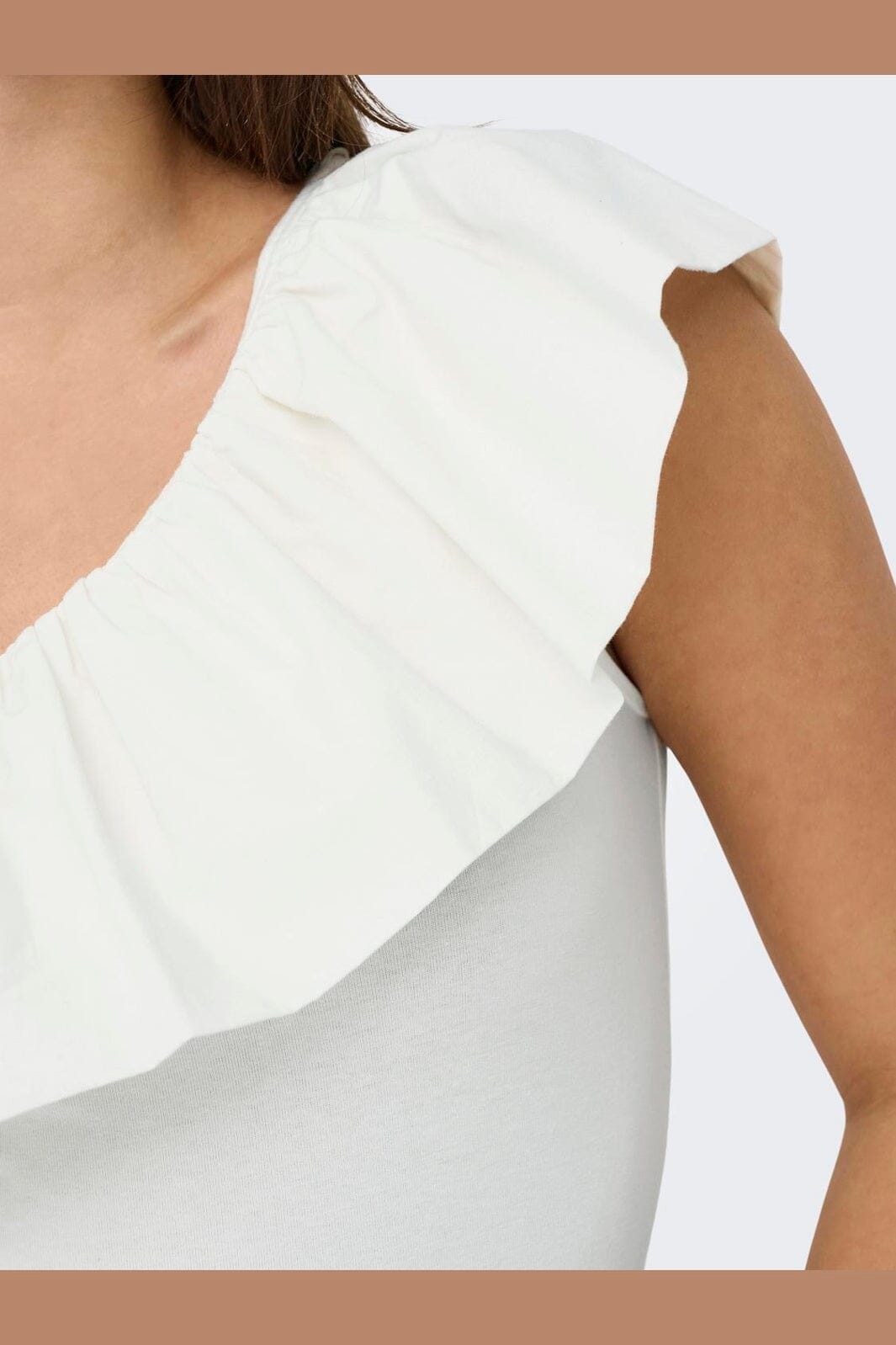 Only - Onlsoffy One Shoulder Mix Top Box - 4738733 Cloud Dancer