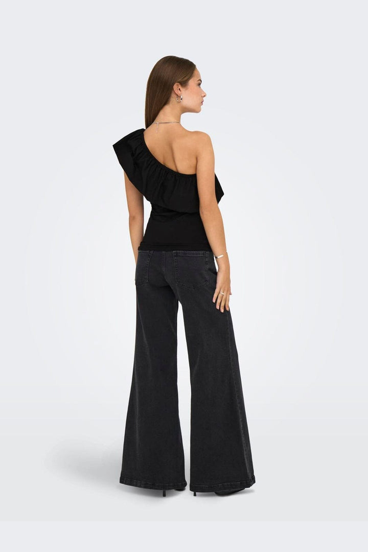 Only - Onlsoffy One Shoulder Mix Top Box - 4793763 Black