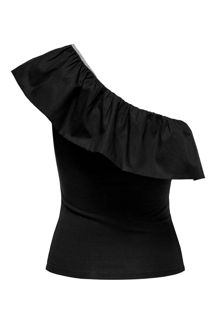 Only - Onlsoffy One Shoulder Mix Top Box - 4793763 Black