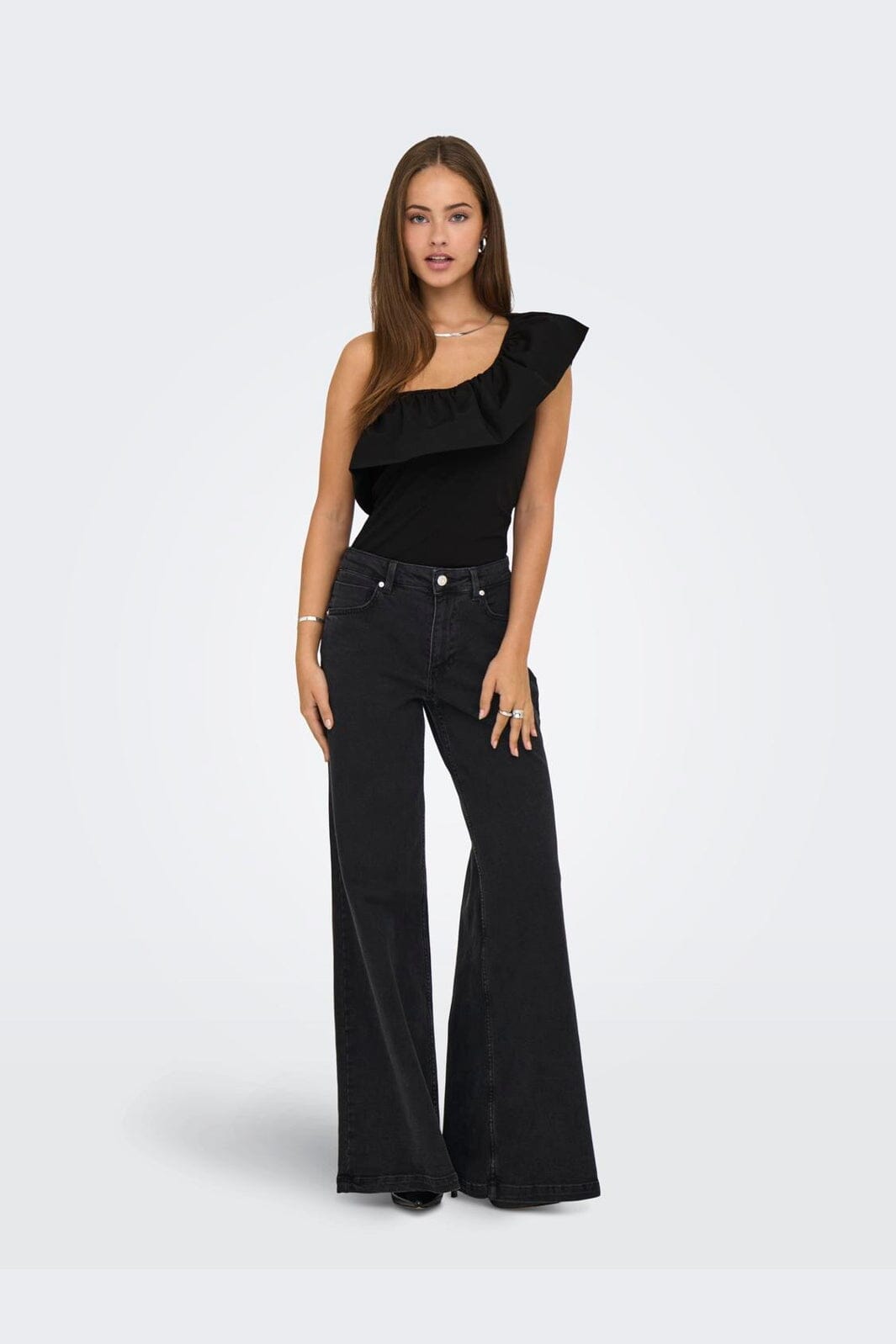 Only - Onlsoffy One Shoulder Mix Top Box - 4793763 Black