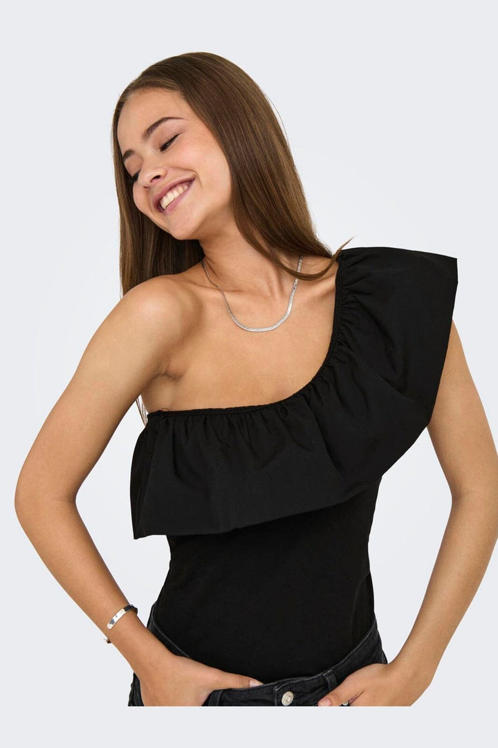 Only - Onlsoffy One Shoulder Mix Top Box - 4793763 Black