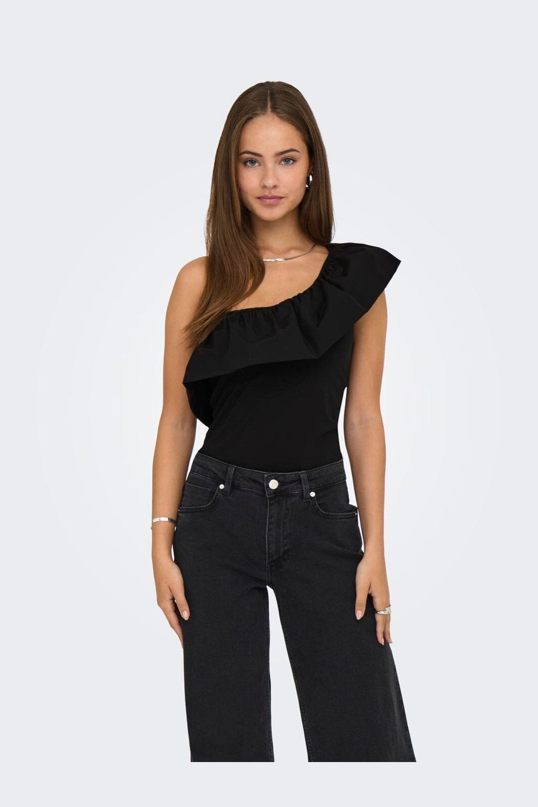 Only - Onlsoffy One Shoulder Mix Top Box - 4793763 Black