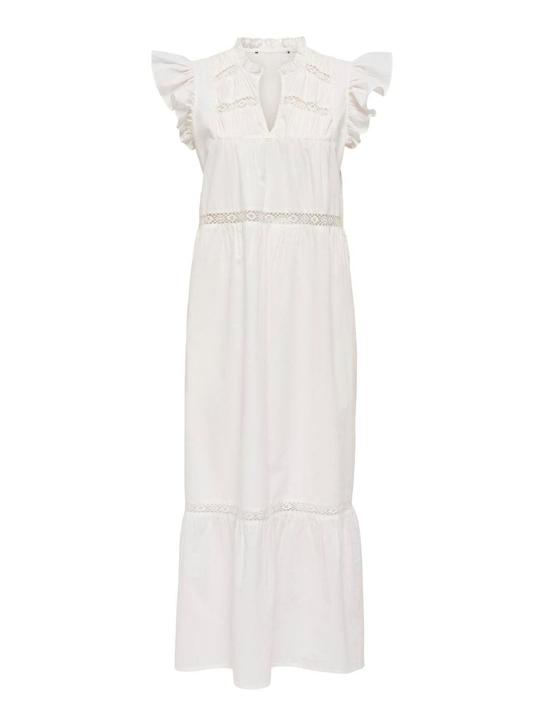 Only - Onlsunny Capsl Frill Dress - 4886732 Cloud Dancer