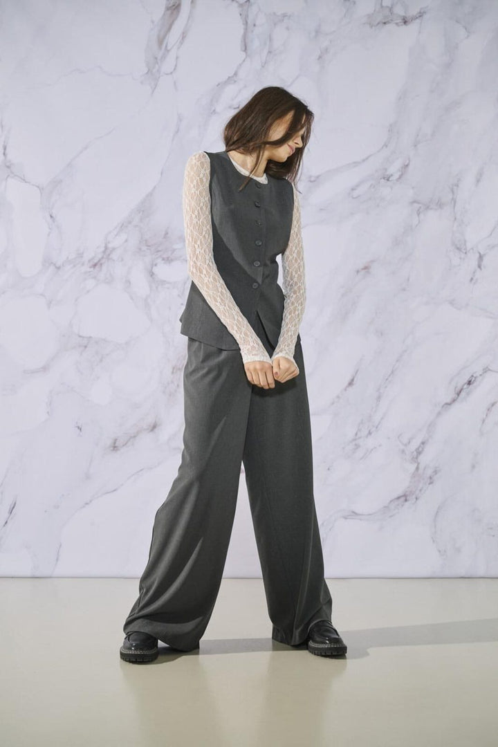 Only - Onlsvea-Sino Life Pinglit Pant Tlr - 4857948 Dark Grey Lurex Pinstripe