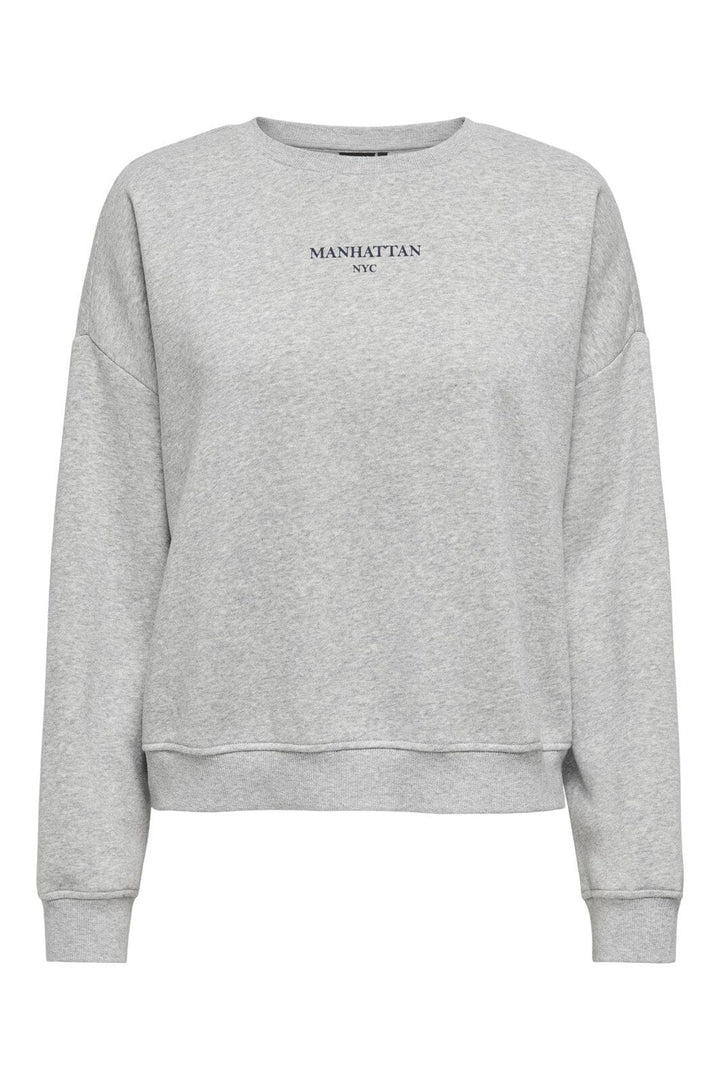 Only - Onlsweat Life L/S Crew O.Size State - 4821530 Light Grey Melange Manhattan