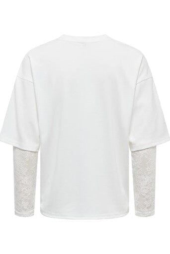 Only - Onltahlia L/S Lace Top - 5146836 Cloud Dancer Dtm Lace T-shirts 