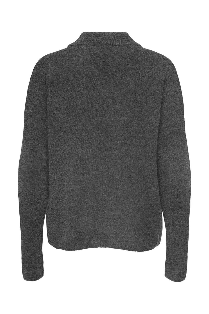 Only - Onltalio Ls Polo Neck Bf Knt - 4932483 Dark Grey Melange Dtm Horn Button