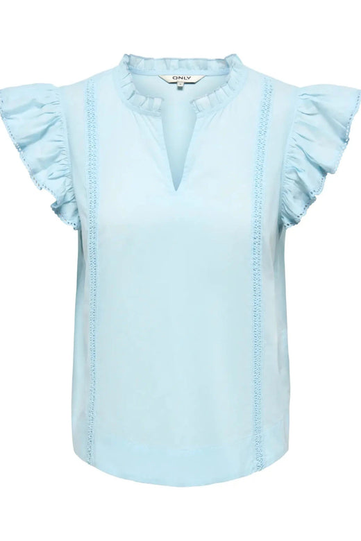Only - Onltea-Idris S/L Frill Tape Top - 5066373 Dream Blue Toppe 