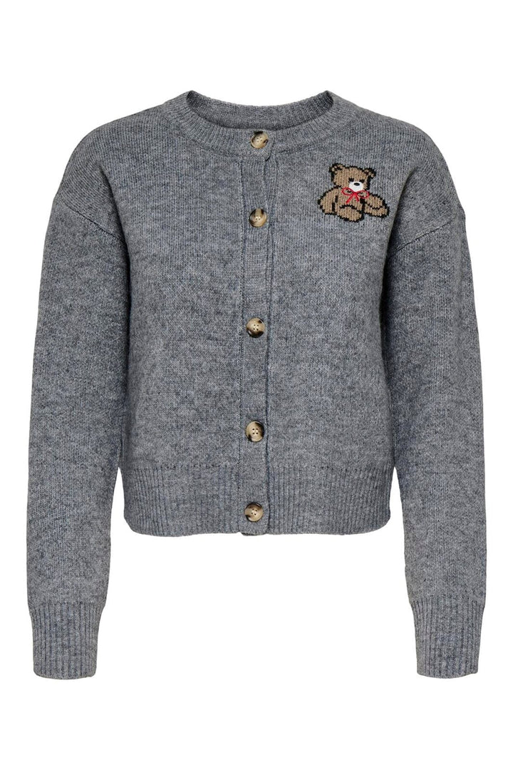 Only - Onlteddy Ls Cardigan Knt - 4882989 Medium Grey Melange Teddy
