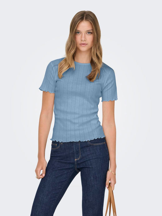 Only - Onltenna Life O-Neck S/S Top - 4941404 Soft Chambray T-shirts 