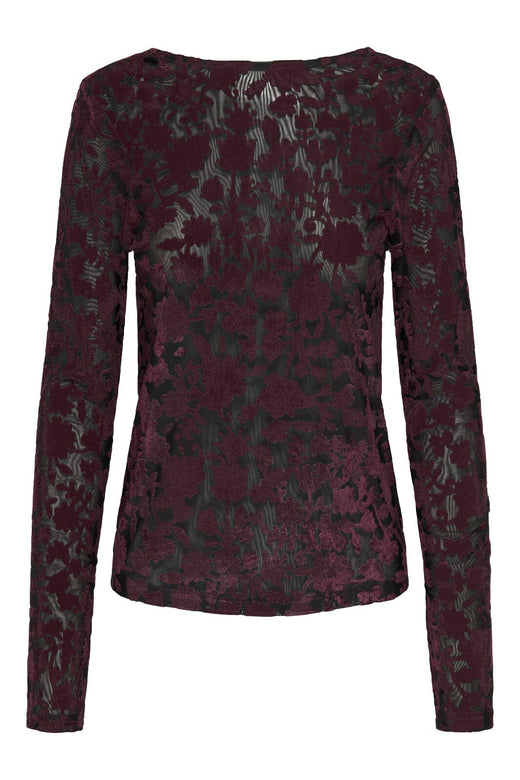 Only - Onlthea L/S Flock Top - 4982219 Black Parry Flowers (Winetasting) Bluser 
