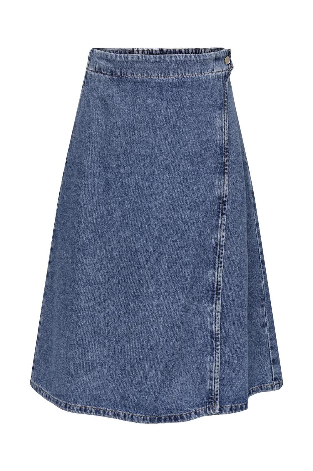 Only - Onlthea Wrap Midi Skirt Dot 15350339 - 4774498 - Medium Blue Denim
