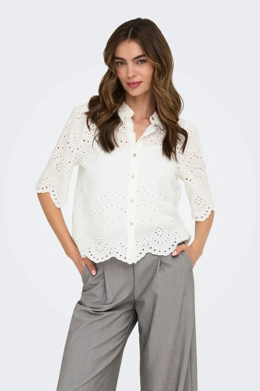 Only - Onlvalais S/S Shirt - 4783195 Cloud Dancer Skjorter 