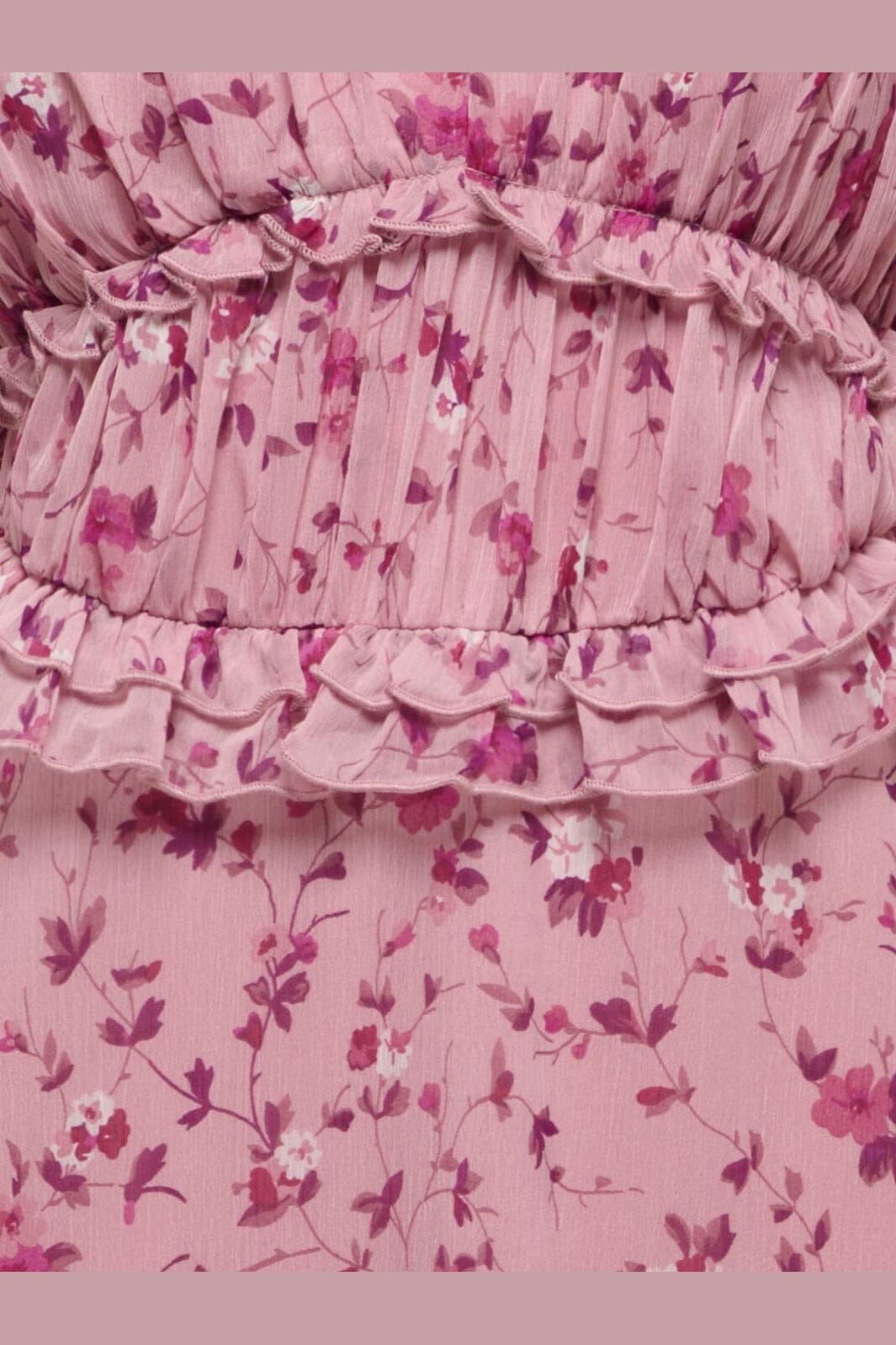 Only - Onlvalda S/S Long Frill Dress - 5092539 Elderberry Pink Purple Flowers