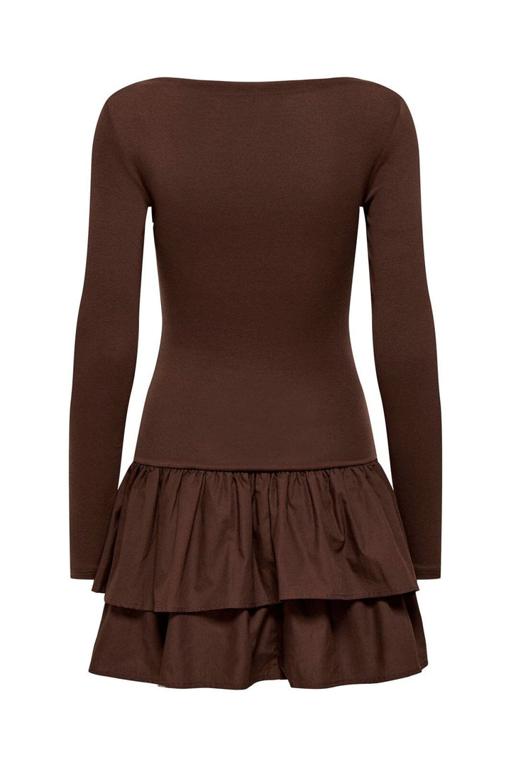 Only - Onlvega L/S Boatneck Mix Dress Box - 4978822 Chicory Coffee Chicory Coffee Woven Bottom