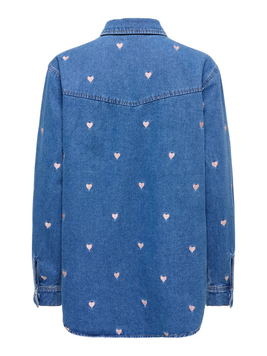 Only - Onlvera Ls Heart Shirt Gua - 5049510 Medium Blue Denim Skjorter 