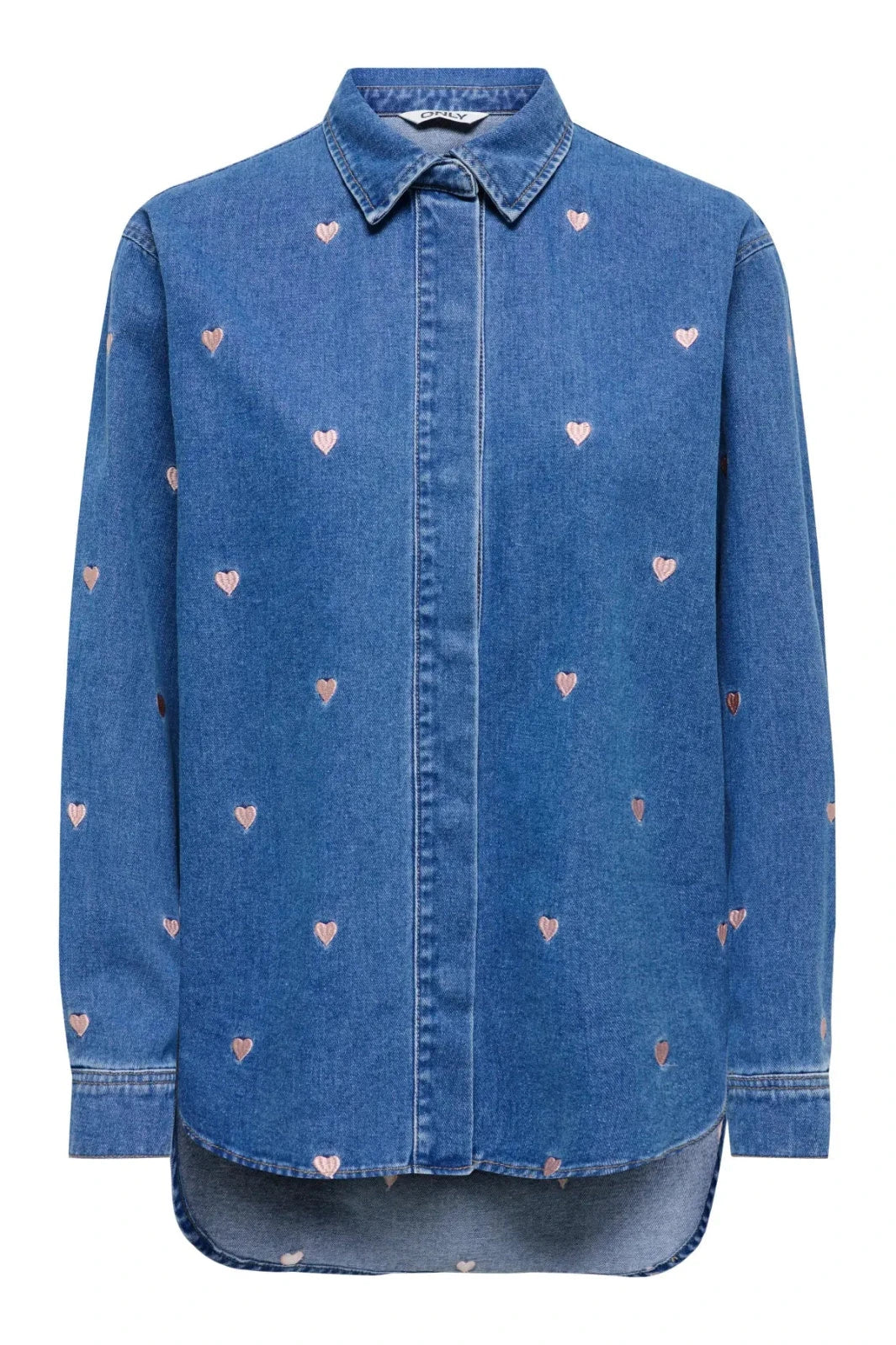 Only - Onlvera Ls Heart Shirt Gua - 5049510 Medium Blue Denim Skjorter 
