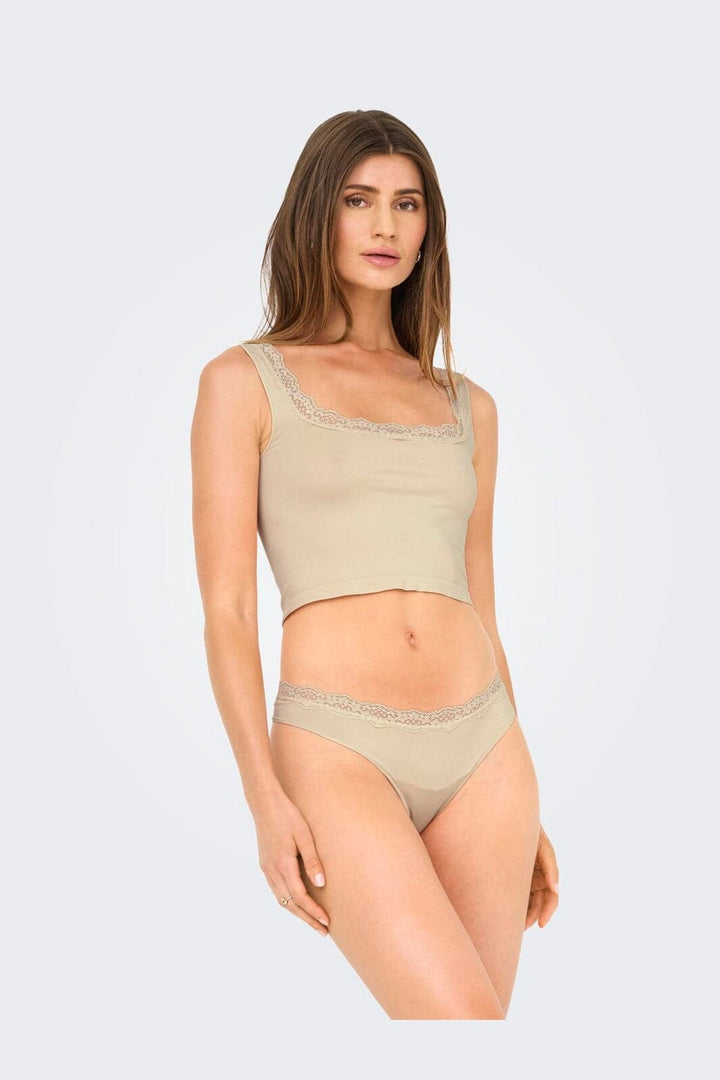Only - Onlvicky Lace Singlet Square Neck Acc - 4816312 Peach Taffy