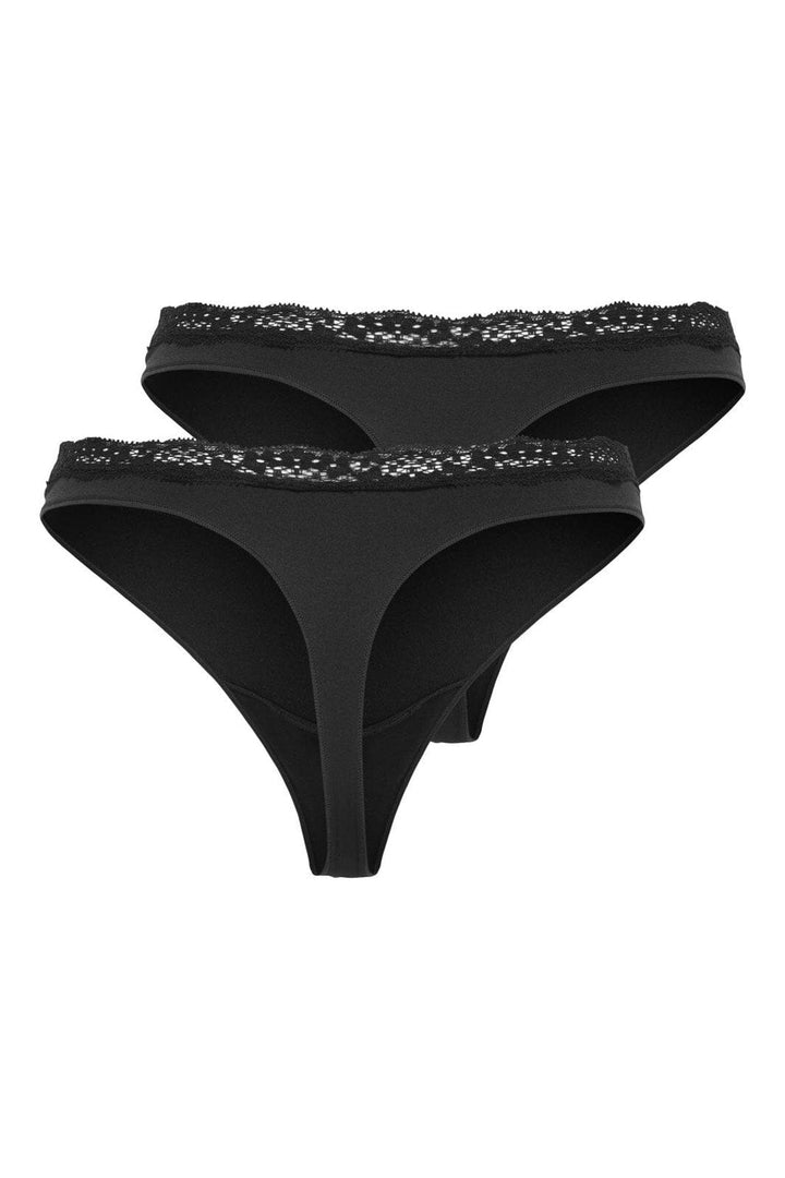 Only - Onlvicky Lace Thong 2-Pack Acc - 4822908 Black 2Xpack